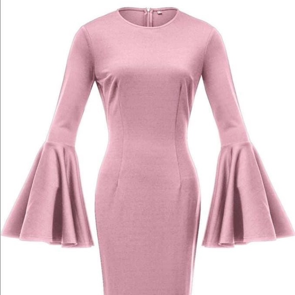 Pink Bell Sleeve Dress - Picture 1 of 1